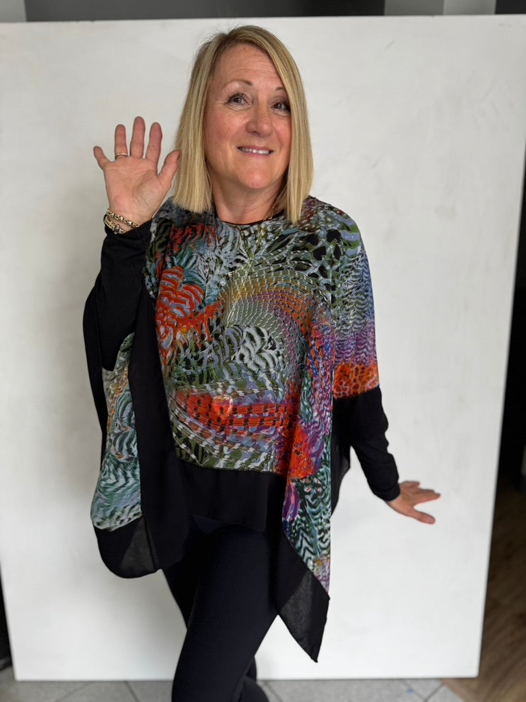 POLYESTER PONCHO WITH POLY SHAWL - DR/SHP7105