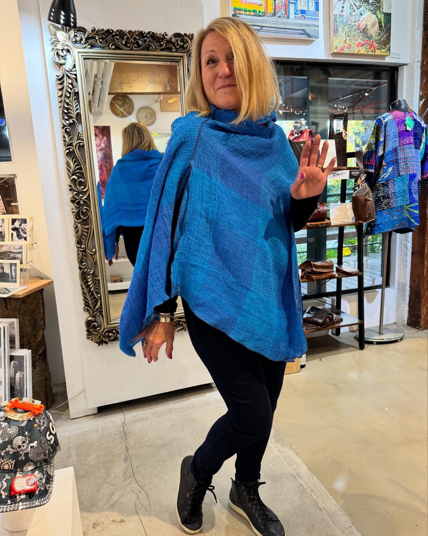 Big sleeved Linen Jacket - turn into a poncho! - JAL11127
