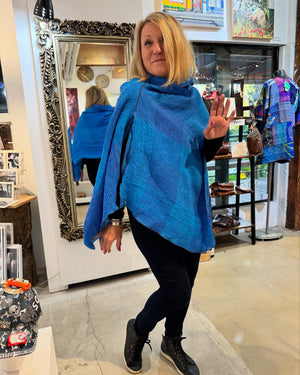 Big sleeved Linen Jacket - turn into a poncho! - JAL11127