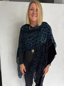SILK VELVET BURN OUT RUANA - RUS1120