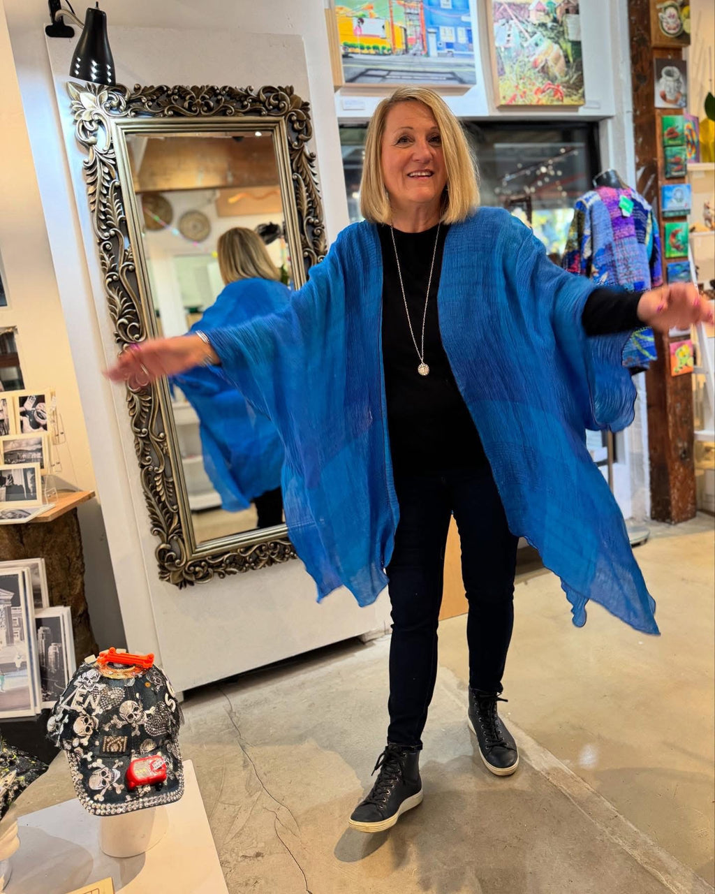 Big sleeved Linen Jacket - turn into a poncho! - JAL11127