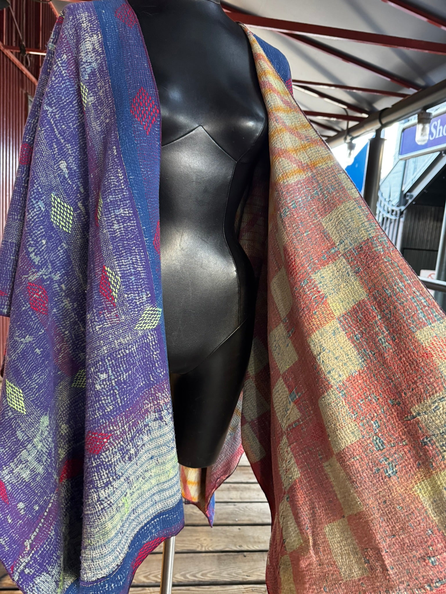 Vintage Cotton Kantha Ruana - RUVC9615