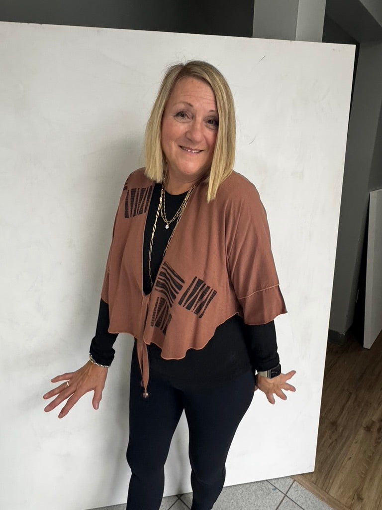 LINEN/VISCOSE JACKET WITH HAND PAINTING - JAL964