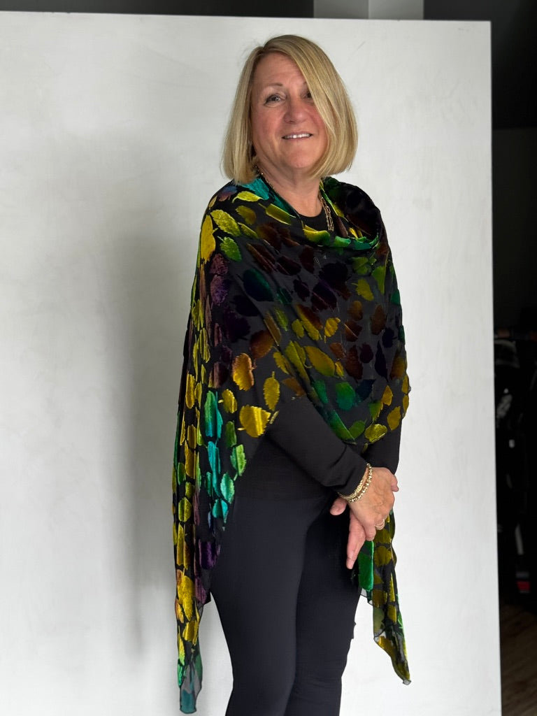 SILK VELVET BURNOUT RUANA - RUS11123