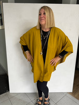LINEN TRIANGLED RUANA - TRL11119