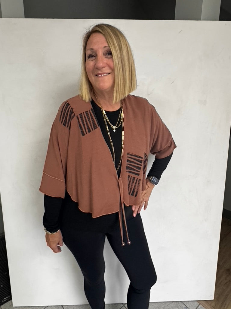 LINEN/VISCOSE JACKET WITH HAND PAINTING - JAL964