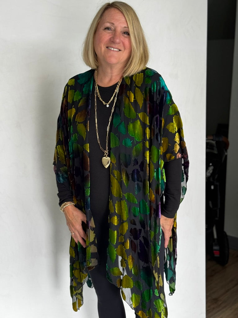 SILK VELVET BURNOUT RUANA - RUS11123