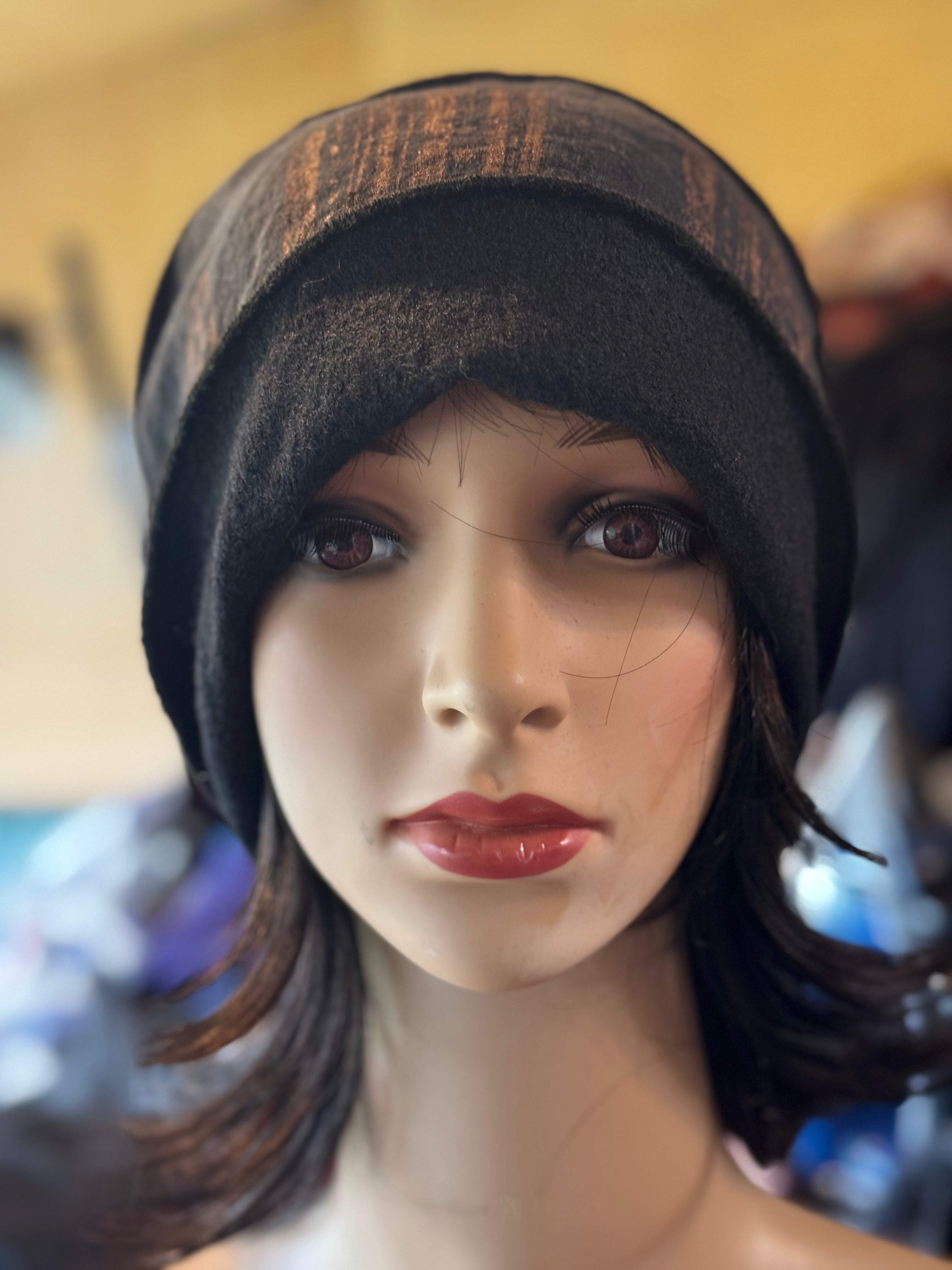 M - Wool and Linen hand painted hat HAWL91