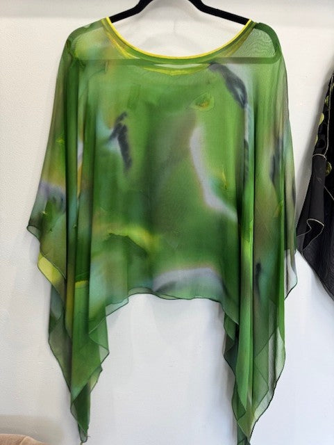 2 Ponchos in Silk and Greens - 2POS123