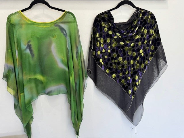 2 Ponchos in Silk and Greens - 2POS123